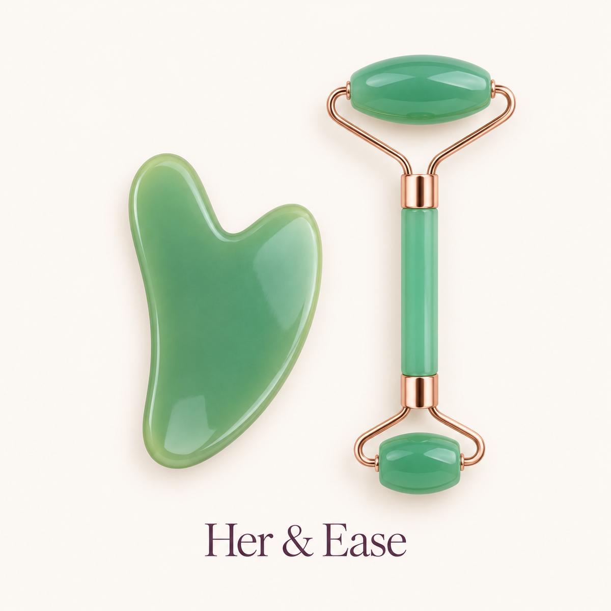 Smooth Ritual green resin facial roller and gua sha duo