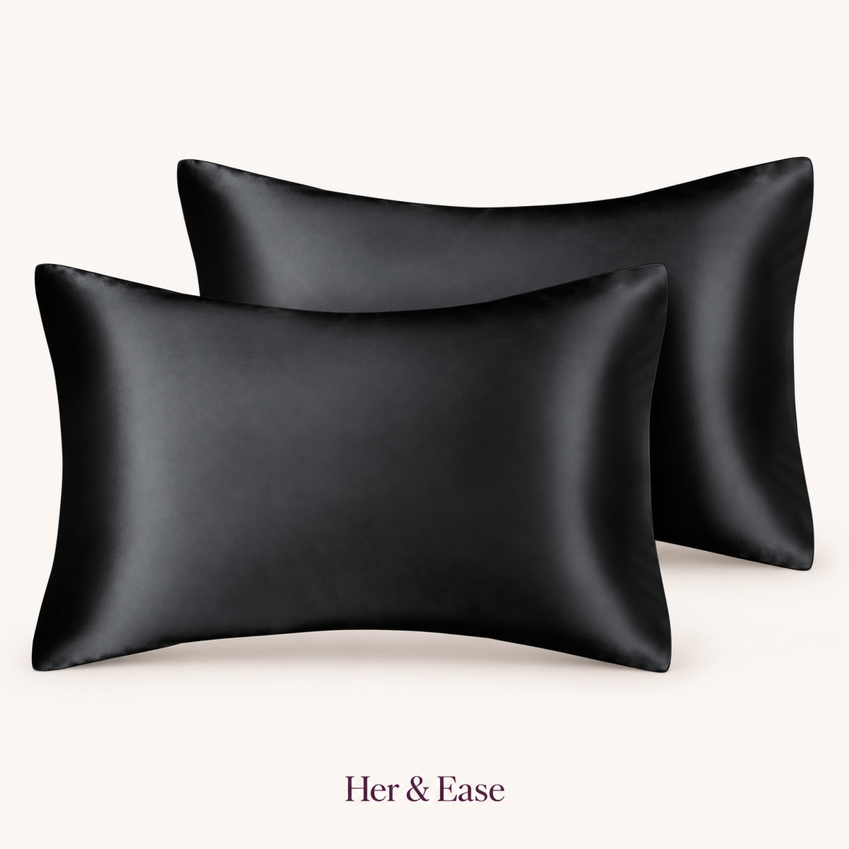 Soft Landing pair of black king-size satin pillowcases