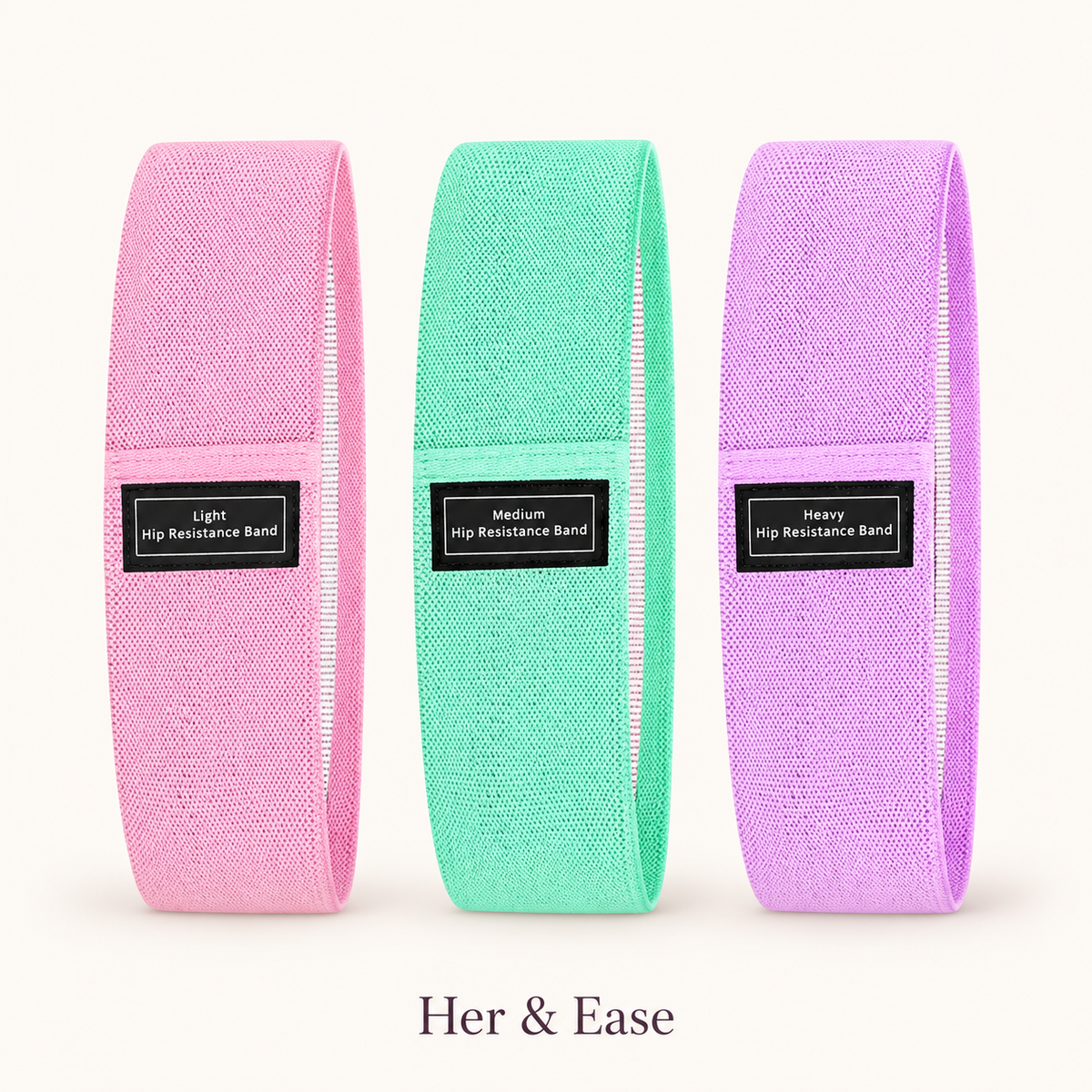 Steady Form trio of fabric resistance bands in pink, mint and purple